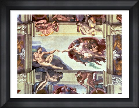 Framed Sistine Chapel Ceiling: Creation of Adam, 1510 B Print