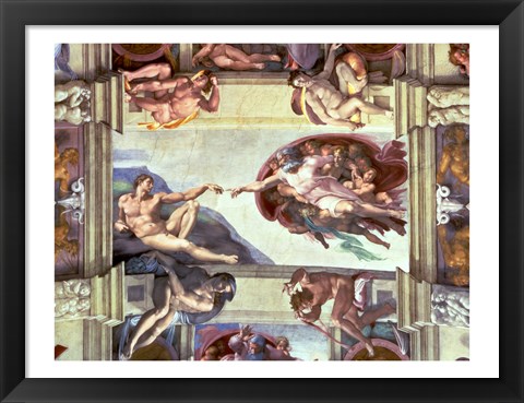 Framed Sistine Chapel Ceiling: Creation of Adam, 1510 B Print