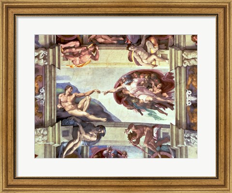 Framed Sistine Chapel Ceiling: Creation of Adam, 1510 B Print