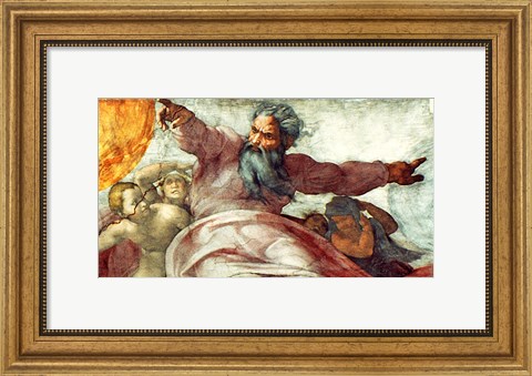 Framed Sistine Chapel Ceiling: Creation of the Sun and Moon, 1508-12 Print