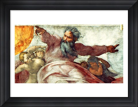 Framed Sistine Chapel Ceiling: Creation of the Sun and Moon, 1508-12 Print