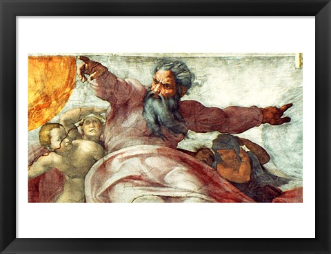 Framed Sistine Chapel Ceiling: Creation of the Sun and Moon, 1508-12 Print