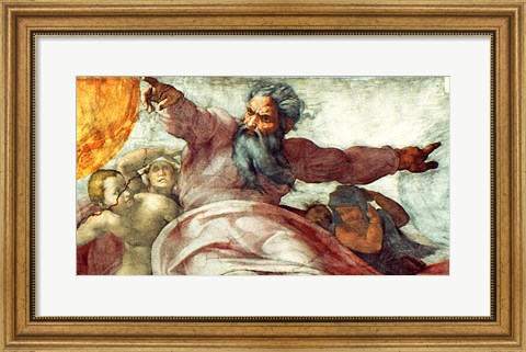 Framed Sistine Chapel Ceiling: Creation of the Sun and Moon, 1508-12 Print