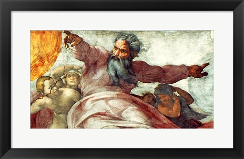 Framed Sistine Chapel Ceiling: Creation of the Sun and Moon, 1508-12 Print