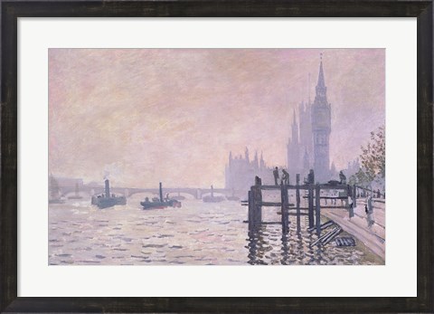 Framed Thames below Westminster, 1871 Print