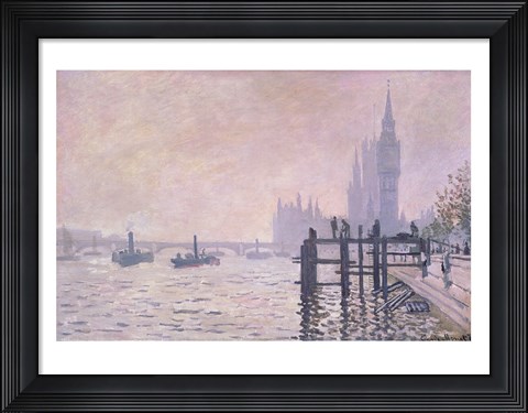 Framed Thames below Westminster, 1871 Print