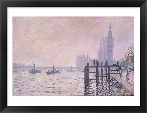 Framed Thames below Westminster, 1871 Print