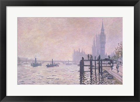 Framed Thames below Westminster, 1871 Print