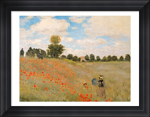 Framed Wild Poppies, near Argenteuil (Les Coquelicots: environs d&#39;Argenteuil), 1873 Print