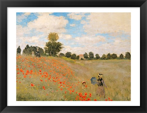 Framed Wild Poppies, near Argenteuil (Les Coquelicots: environs d&#39;Argenteuil), 1873 Print