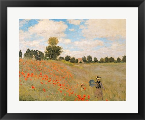 Framed Wild Poppies, near Argenteuil (Les Coquelicots: environs d&#39;Argenteuil), 1873 Print