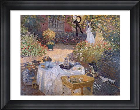 Framed Luncheon: Monet&#39;s garden at Argenteuil, c.1873 Print