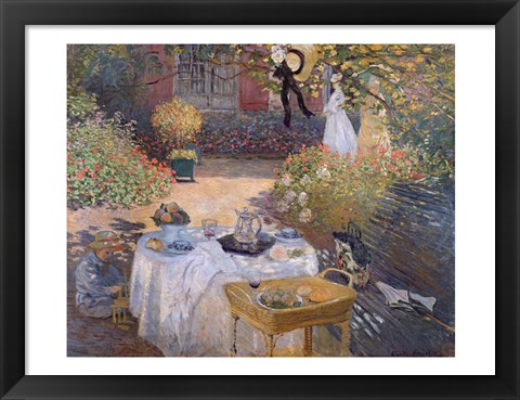 Framed Luncheon: Monet&#39;s garden at Argenteuil, c.1873 Print