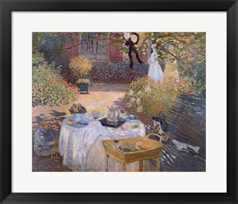 Framed Luncheon: Monet&#39;s garden at Argenteuil, c.1873 Print