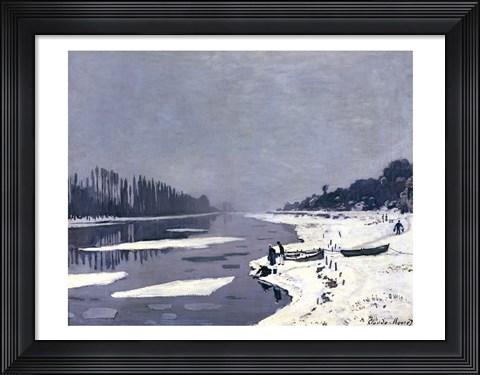 Framed Ice on the Seine at Bougival, c.1864-69 Print