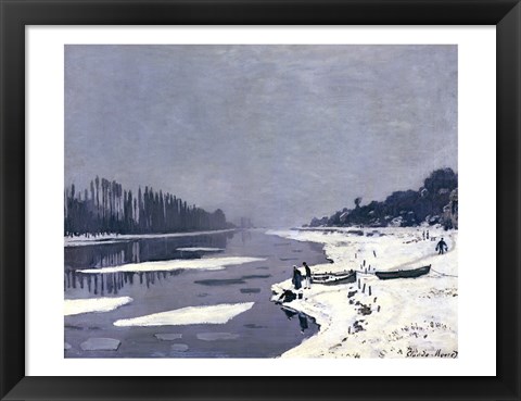 Framed Ice on the Seine at Bougival, c.1864-69 Print
