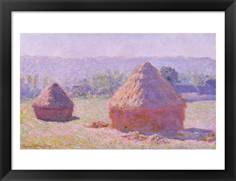 Framed Haystacks, or The End of the Summer, at Giverny, 1891 Print