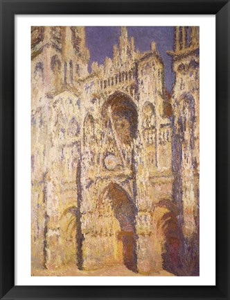 Framed Rouen Cathedral in Full Sunlight: Harmony in Blue and Gold, 1894 Print