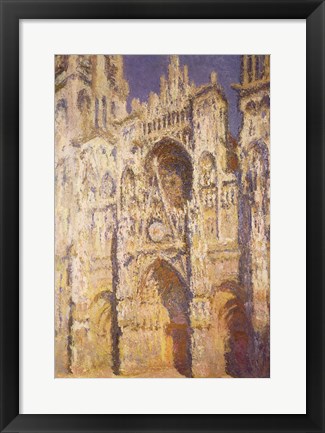 Framed Rouen Cathedral in Full Sunlight: Harmony in Blue and Gold, 1894 Print