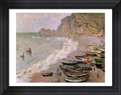 Framed Etretat, beach and the Porte d&#39;Amont, 1883 Print