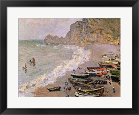 Framed Etretat, beach and the Porte d&#39;Amont, 1883 Print