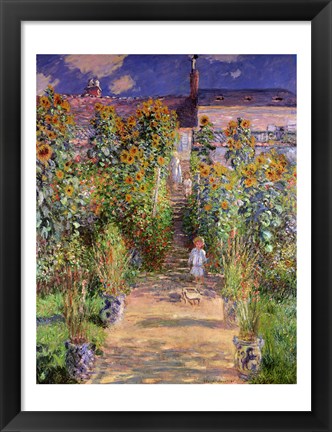 Framed Artist&#39;s Garden at Vetheuil, 1880 Print