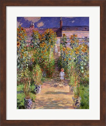 Framed Artist&#39;s Garden at Vetheuil, 1880 Print