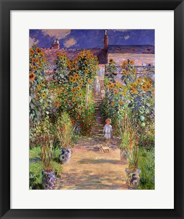 Framed Artist&#39;s Garden at Vetheuil, 1880 Print