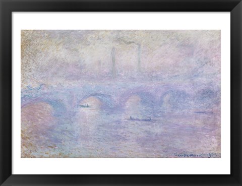 Framed Waterloo Bridge: Effect of the Mist, 1903 Print