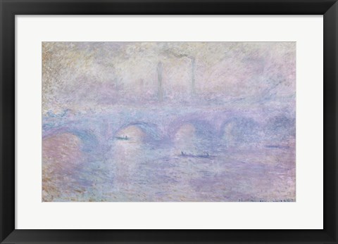 Framed Waterloo Bridge: Effect of the Mist, 1903 Print