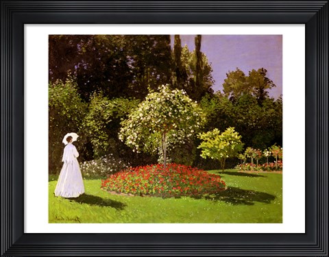 Framed Jeanne Marie Lecadre in the Garden, 1866 Print