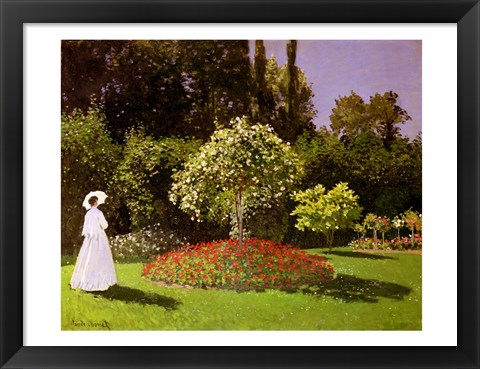 Framed Jeanne Marie Lecadre in the Garden, 1866 Print