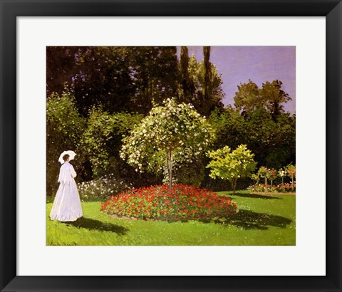 Framed Jeanne Marie Lecadre in the Garden, 1866 Print