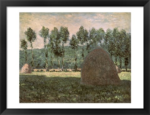 Framed Haystacks near Giverny, c.1884-89 Print