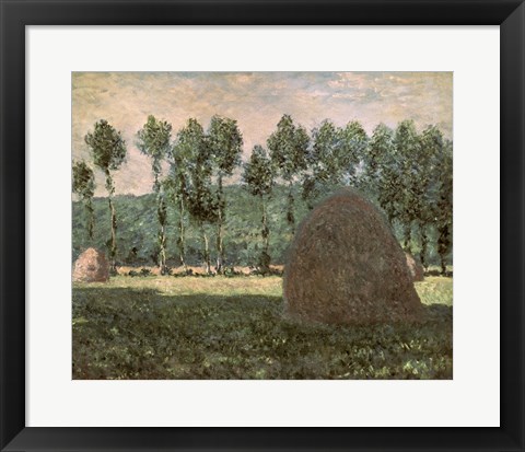 Framed Haystacks near Giverny, c.1884-89 Print