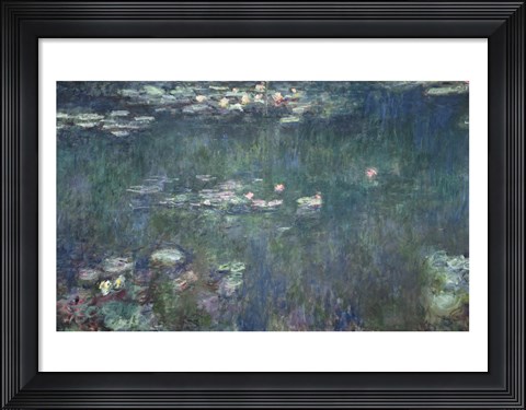 Framed Waterlilies: Green Reflections, 1914-18 Print