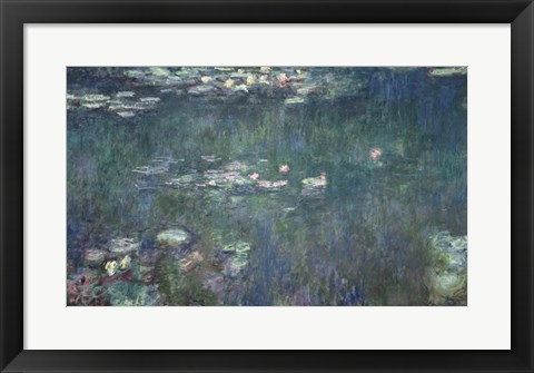 Framed Waterlilies: Green Reflections, 1914-18 Print