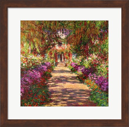 Framed Pathway in Monet&#39;s Garden, Giverny, 1902 Print