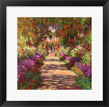 Framed Pathway in Monet&#39;s Garden, Giverny, 1902 Print