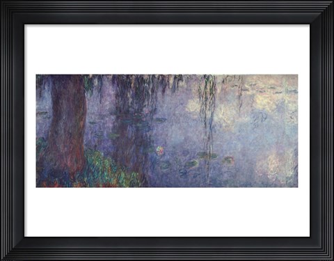 Framed Waterlilies: Morning with Weeping Willows, detail of the left section, 1914-18 Print