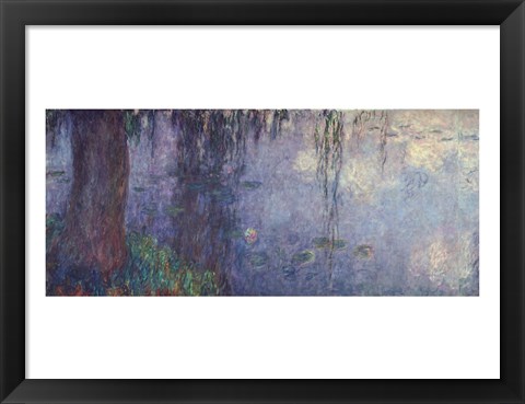 Framed Waterlilies: Morning with Weeping Willows, detail of the left section, 1914-18 Print