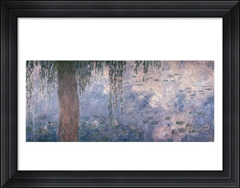 Framed Waterlilies: Morning with Weeping Willows, 1914-18 (right section) Print