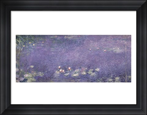 Framed Waterlilies: Morning, 1914-18 (centre left section) Print