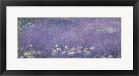 Framed Waterlilies: Morning, 1914-18 (centre left section) Print