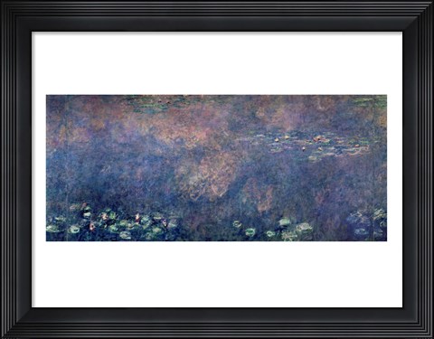 Framed Waterlilies: Two Weeping Willows, centre left section, 1914-18 Print