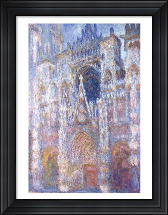 Framed Rouen Cathedral, Blue Harmony, Morning Sunlight, 1894 Print