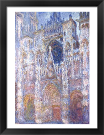 Framed Rouen Cathedral, Blue Harmony, Morning Sunlight, 1894 Print