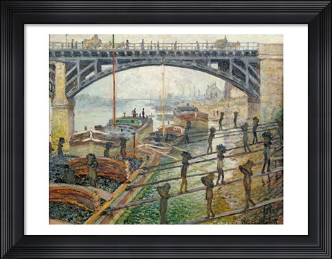 Framed Stream of Robec at Rouen, 1872 workers Print