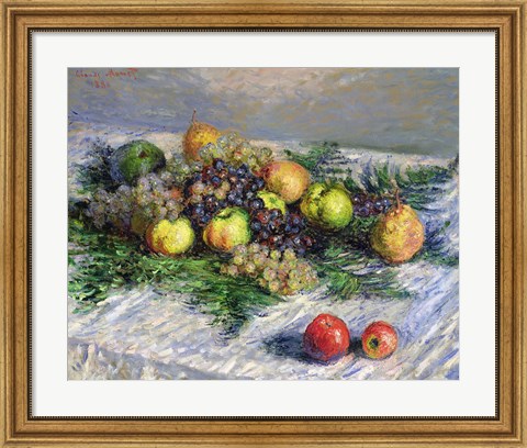 Framed Still Life with Pears and Grapes, 1880 Print