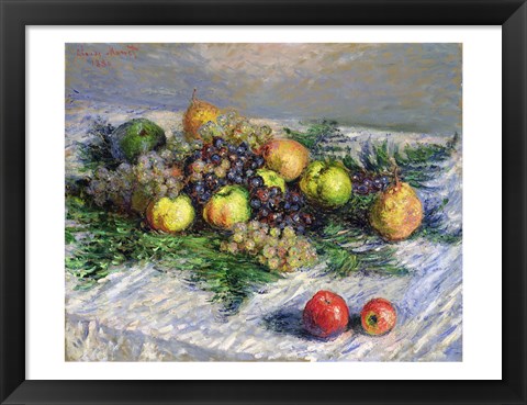 Framed Still Life with Pears and Grapes, 1880 Print